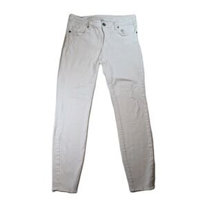Kut from the Kloth Ankle Skinny Jeans Womens Size 10 White Raw Hem Stretch